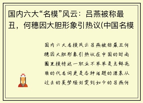国内六大“名模”风云：吕燕被称最丑，何穗因大胆形象引热议(中国名模特 吕燕)
