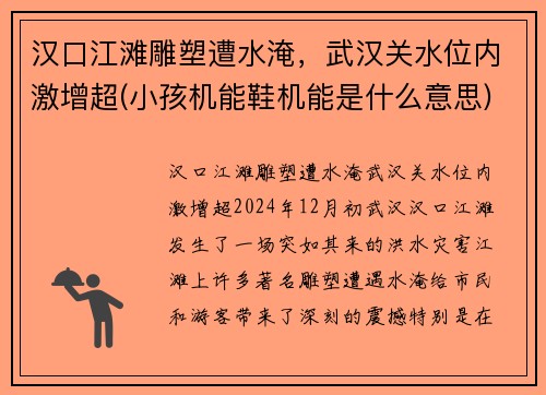 汉口江滩雕塑遭水淹，武汉关水位内激增超(小孩机能鞋机能是什么意思)